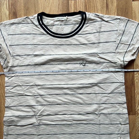Rag & Bone Striped, Embroidered Short Sleeve Tee Shirt - Picture 9 of 11